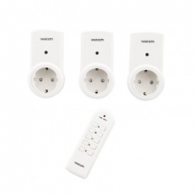 3 Enchufes Schuko tipo F con control remoto RF Blanco